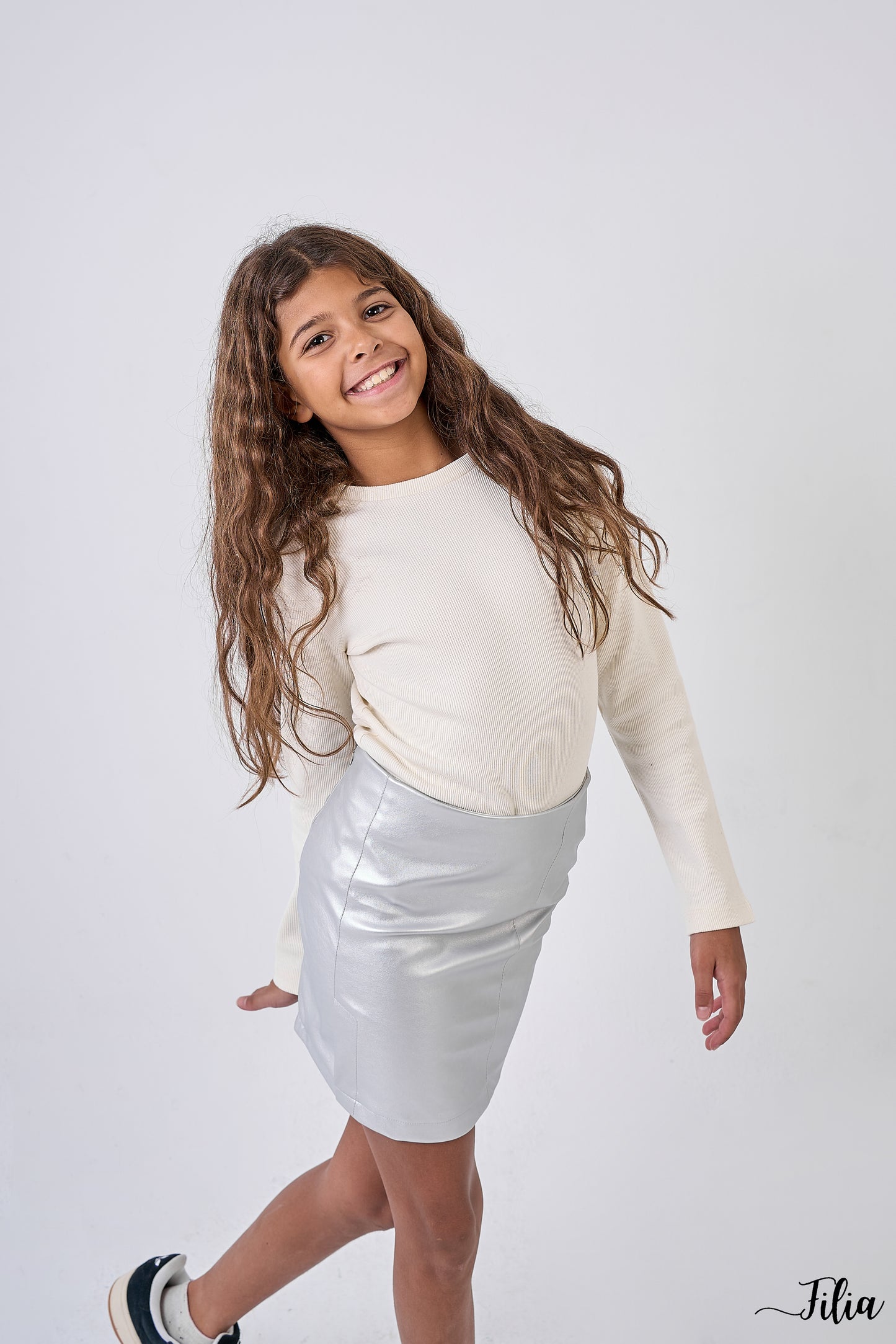 Mini Luxe Leather Skirt in Silver