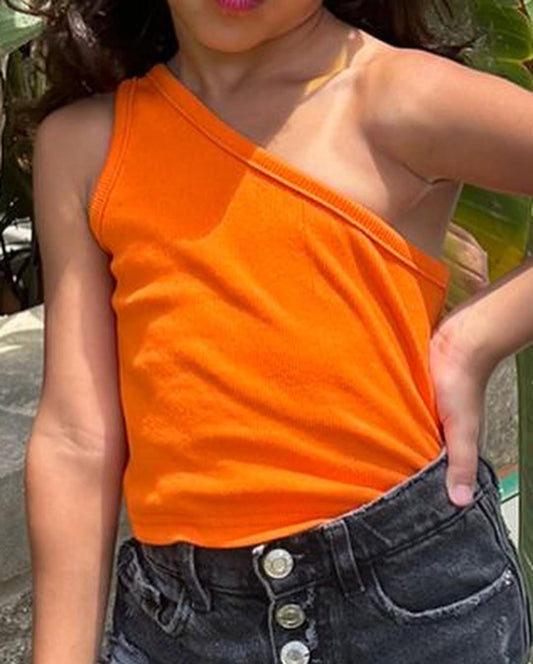 Orange One Shoulder Top
